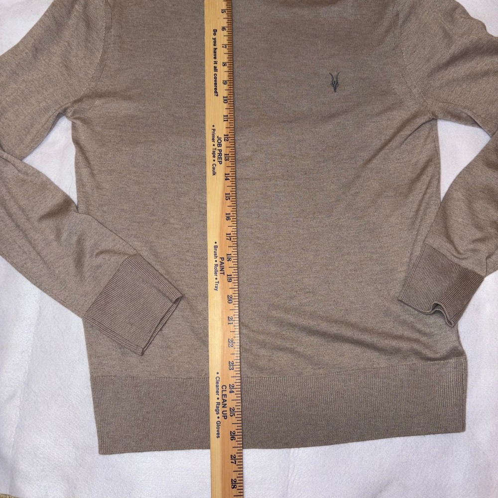 ALL‎ SAINTS Taupe Crew Neck Long Sleeve Sweater Lightweight - Picture 5 of 7